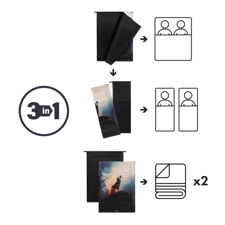 NC3601 ŚPIWÓR 3W1 DWUOSOBOWY WOLF NILS CAMP