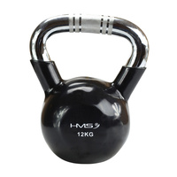 KTC12 BLACK KETTLEBELL ŻELIWNY POKRYTY WINYLEM Z CHROMOWANYM UCHWYTEM HMS