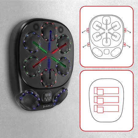 TB10 ELEKTRONICZNA TARCZA BOKSERSKA BLUETOOTH Z MUZYKĄ I RĘKAWICAMI BATERIA 4000MAH HMS