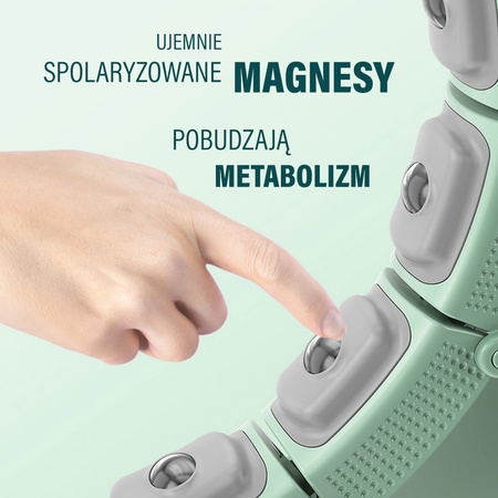 ZESTAW HULA HOP MAGNETYCZNY GREEN HHM14 Z LICZNIKIEM HMS + PAS WYSZCZUPLAJĄCY BR163 BLACK