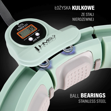 ZESTAW HULA HOP MAGNETYCZNY GREEN HHM13 Z LICZNIKIEM HMS + PAS WYSZCZUPLAJĄCY BR163 RED