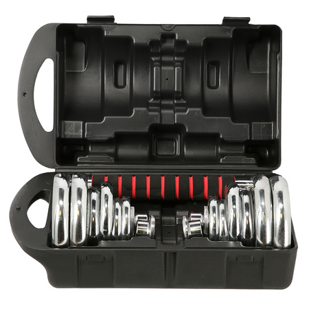 STC21 SZTANGIELKI REGULOWANE W WALIZCE CHROMOWANE 20KG HMS