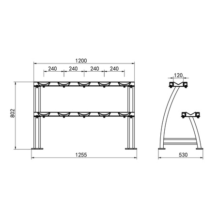 STR38 STOJAK NA HANTLE DWUPOZIOMOWY COMMERCIAL HMS