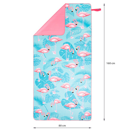 NCR14 FLAMINGI RĘCZNIK Z MIKROFIBRY 160X80 cm NILS CAMP
