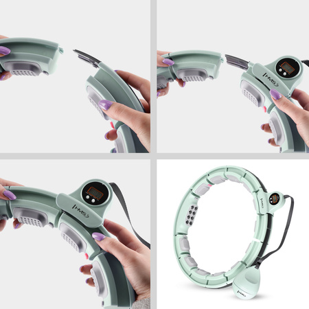 ZESTAW HULA HOP MAGNETYCZNY GREEN HHM13 Z LICZNIKIEM HMS + PAS WYSZCZUPLAJĄCY BR163 RED