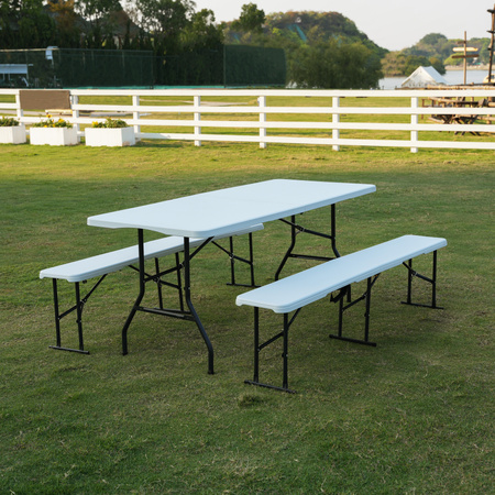 NC3404 SKŁADANA ŁAWKA OGRODOWA 183 CM BIAŁA NILS CAMP