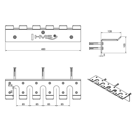 STR45 WIESZAK UCHWYT PRZYŚCIENNY NA GRYFY OLIMPIJSKIE COMMERCIAL HMS