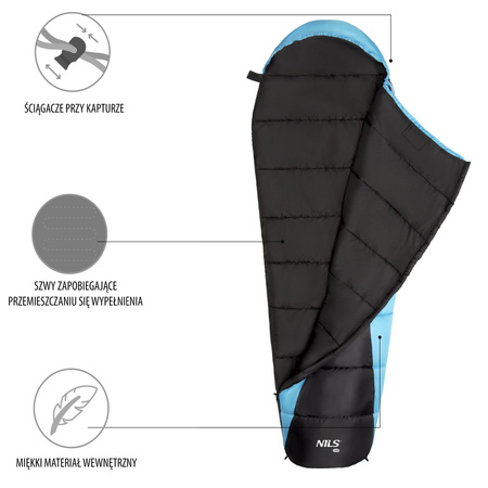 NC2012 CZARNO-NIEBIESKI ŚPIWÓR NILS CAMP