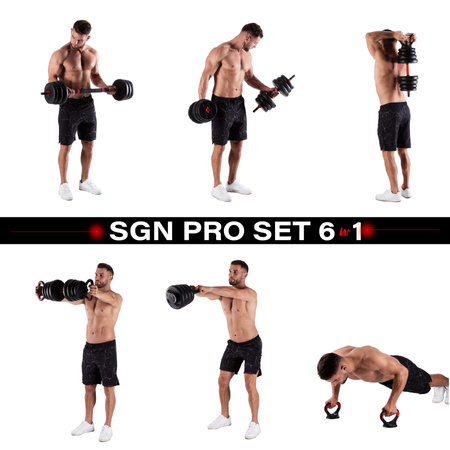 SGN140 PRO SET 6W1 ZESTAW CIĘŻARÓW 40KG HMS