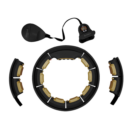 HHM13 NEW HULA HOP BLACK/GOLD Z MAGNESAMI I OBCIĄŻNIKIEM + LICZNIK HMS