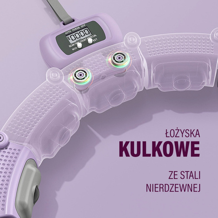 ZESTAW HULA HOP MAGNETYCZNY VIOLET HHM14 Z LICZNIKIEM HMS + PAS WYSZCZUPLAJĄCY BR163 BLACK