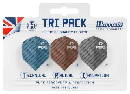 Piórka Harrows TRI PACK Carbon 3x3